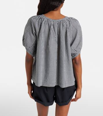 June gingham cotton-blend top | Dôen