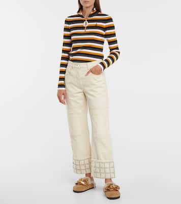 Embellished shearing and suede slippers | JW Anderson