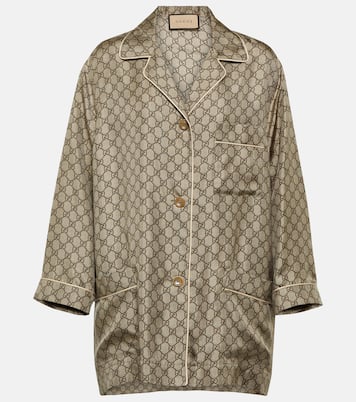 Camicia oversize in seta GG Supreme | Gucci