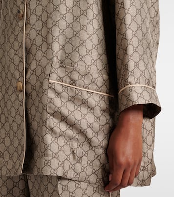 Camicia oversize in seta GG Supreme | Gucci