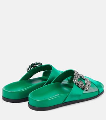 Chilanghi embellished satin sandals | Manolo Blahnik