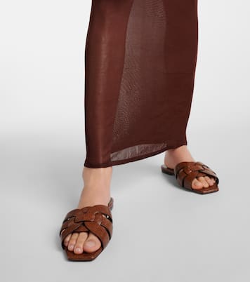 Tribute lizard-effect leather sandals | Saint Laurent