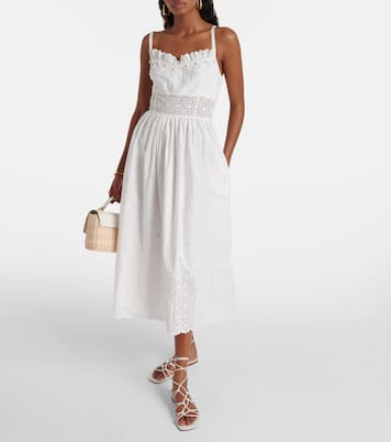 Robe midi Cowrie en coton à broderies anglaises | Ulla Johnson