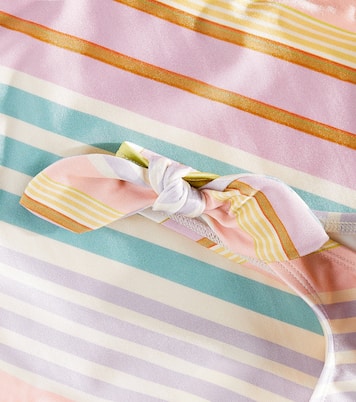 Halliday striped bow-detail swimsuit | Zimmermann Kids