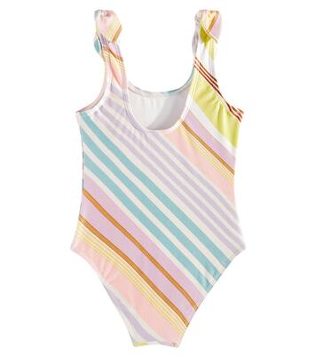 Halliday striped bow-detail swimsuit | Zimmermann Kids