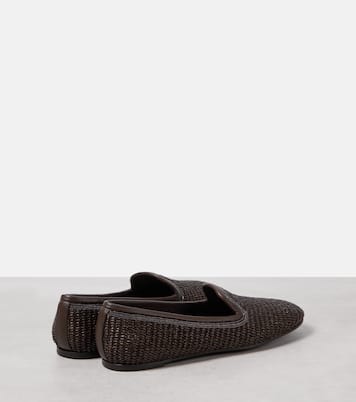 Leather-trimmed raffia slippers | Brunello Cucinelli