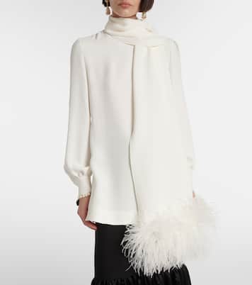 Top en soie à plumes | Valentino