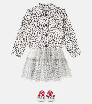 Leopard-print cotton-blend gabardine jacket | Monnalisa