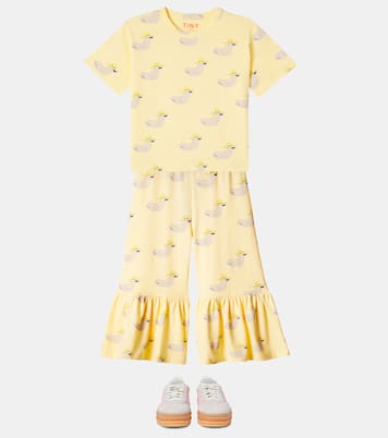 Pantaloni Ducks in cotone con volant | Tinycottons
