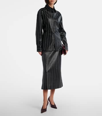 Embroidered leather midi skirt | Victoria Beckham