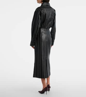 Embroidered leather midi skirt | Victoria Beckham