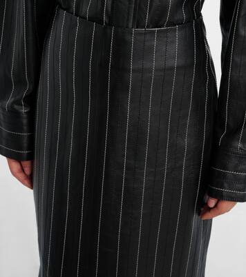 Embroidered leather midi skirt | Victoria Beckham