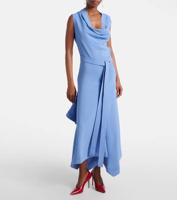 Gancini draped asymmetric cady maxi dress | Ferragamo