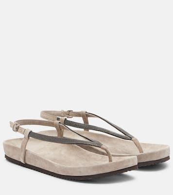 Monili suede thong sandals | Brunello Cucinelli