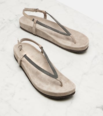Monili suede thong sandals | Brunello Cucinelli