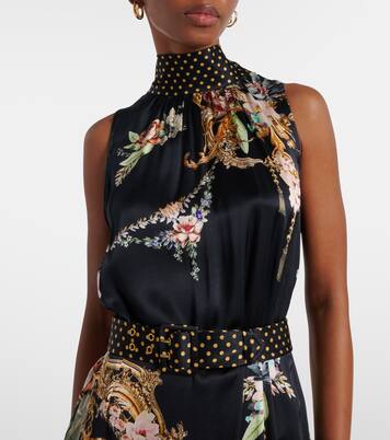 Robe longue en soie à fleurs | Camilla