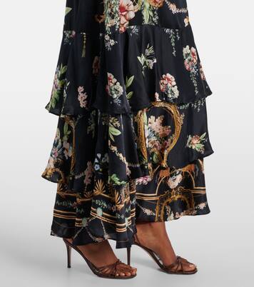 Robe longue en soie à fleurs | Camilla