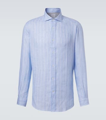 Camisa de lino a rayas | Brunello Cucinelli