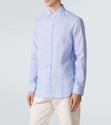 Camisa de lino a rayas | Brunello Cucinelli