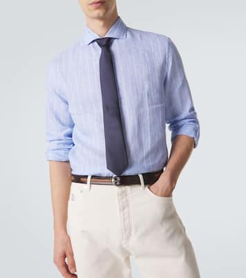 Camisa de lino a rayas | Brunello Cucinelli