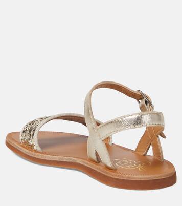 Plagette Buckle glitter leather sandals | Pom d'Api