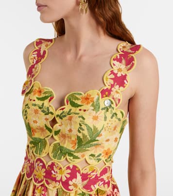 Midikleid Stitched Garden aus einem Leinengemisch | Farm Rio