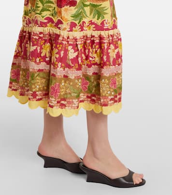 Midikleid Stitched Garden aus einem Leinengemisch | Farm Rio