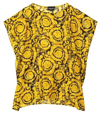 Cafetan Baroque imprimé en coton et soie | Versace Kids