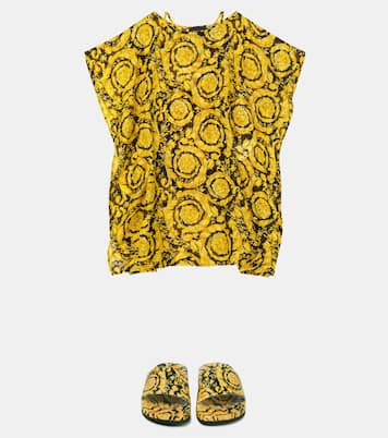 Cafetan Baroque imprimé en coton et soie | Versace Kids