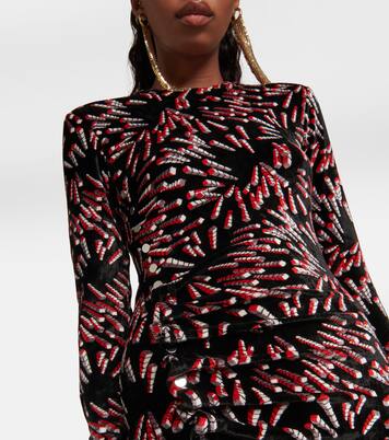 Robe longue imprimée en velours | Rabanne