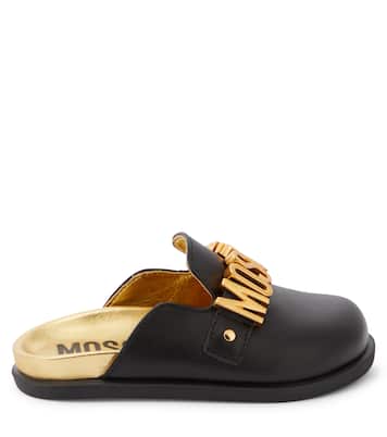 Logo leather mules | Moschino Kids