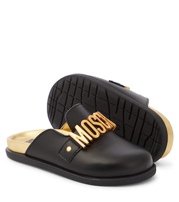 Logo leather mules | Moschino Kids