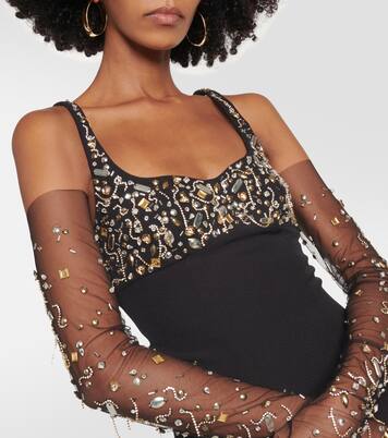 Abito lungo Beatriz con cristalli | Safiyaa