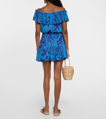 Robe Bella imprimée à encolure bardot | Poupette St Barth