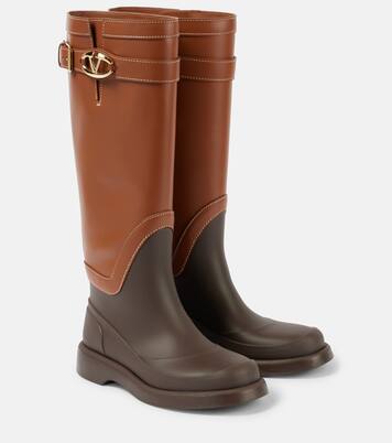 VLogo Bold leather knee-high boots | Valentino Garavani