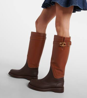 VLogo Bold leather knee-high boots | Valentino Garavani