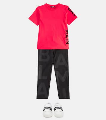 T-shirt in jersey di cotone con logo | Balmain Kids