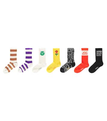Set of 7 printed cotton-blend socks | Mini Rodini