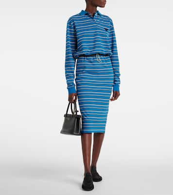 Polo rayé en coton à logo | Prada