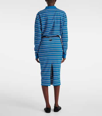 Polo rayé en coton à logo | Prada