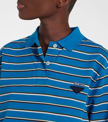 Polo rayé en coton à logo | Prada