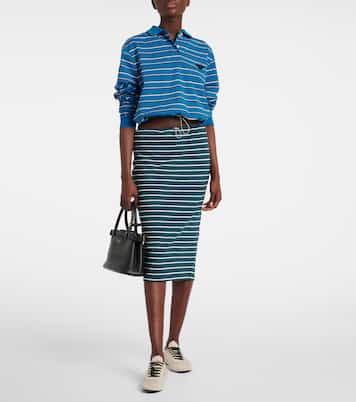 Polo rayé en coton à logo | Prada