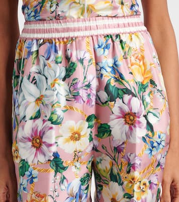 Shorts de sarga de seda floral | Dolce&Gabbana