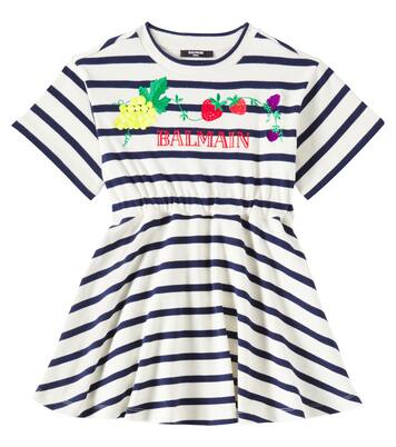 Striped cotton jersey dress | Balmain Kids