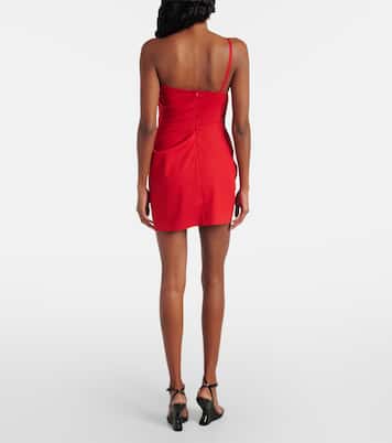 Floral-appliqué ruched one-shoulder minidress | Magda Butrym