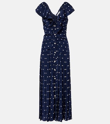 Polka-dot ruffled silk midi dress | Alessandra Rich