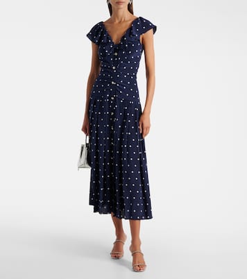 Polka-dot ruffled silk midi dress | Alessandra Rich