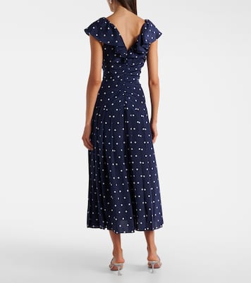 Polka-dot ruffled silk midi dress | Alessandra Rich