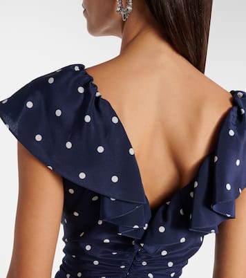 Polka-dot ruffled silk midi dress | Alessandra Rich