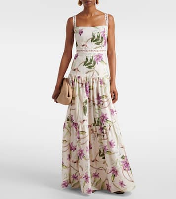 Robe longue Lime imprimée en coton | Agua by Agua Bendita